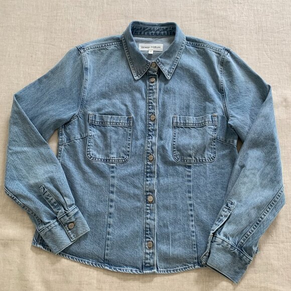 Denim Forum '90s Sculpt Denim Shirt – 7 Yrs Bleu Taboo, Size Large - Picture 5 of 7